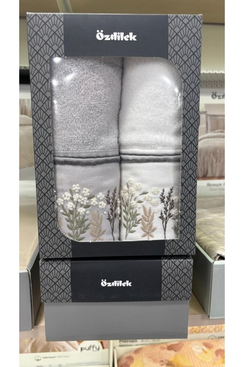 Özdilek Ditsy Garden 2'li Nakışlı Havlu Kutulu Özdilek Ditsy Garden 2'li Nakışlı Havlu Kutulu