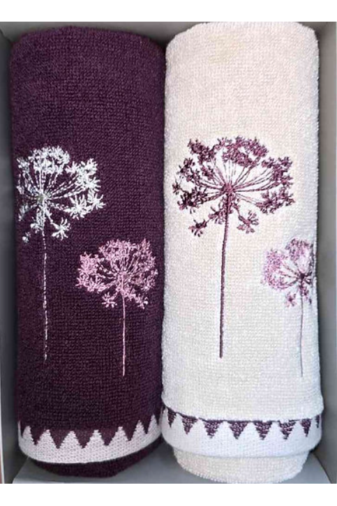 Özdilek Kutulu Erba Mürdüm Nakışlı 2'li Havlu Özdilek Kutulu Erba Mürdüm Nakışlı 2'li Havlu