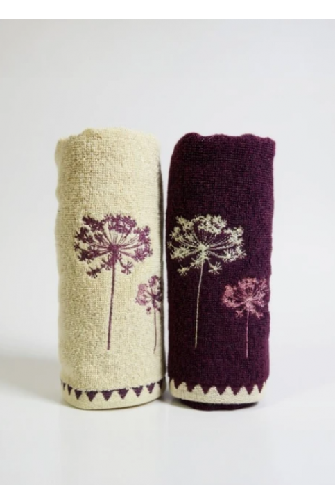 Özdilek Kutulu Erba Mürdüm Nakışlı 2'li Havlu Özdilek Kutulu Erba Mürdüm Nakışlı 2'li Havlu