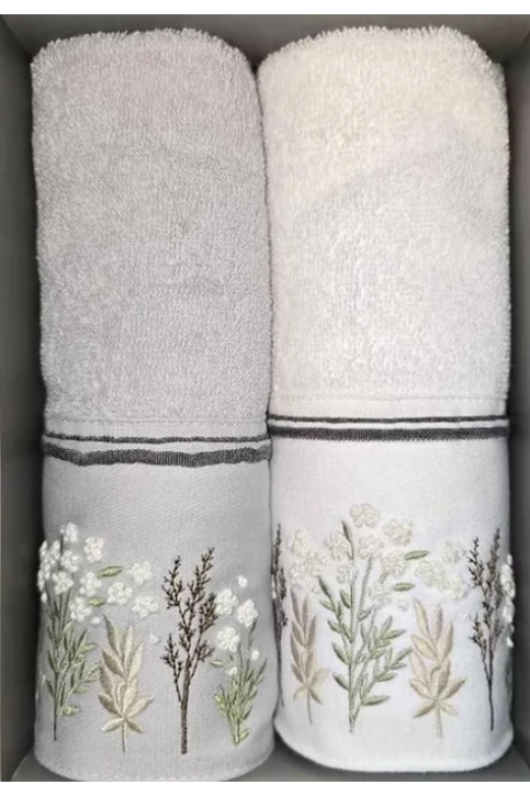 Özdilek Ditsy Garden 2'li Nakışlı Havlu Kutulu Özdilek Ditsy Garden 2'li Nakışlı Havlu Kutulu