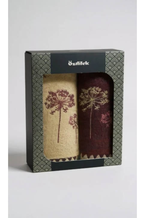 Özdilek Kutulu Erba Mürdüm Nakışlı 2'li Havlu Özdilek Kutulu Erba Mürdüm Nakışlı 2'li Havlu