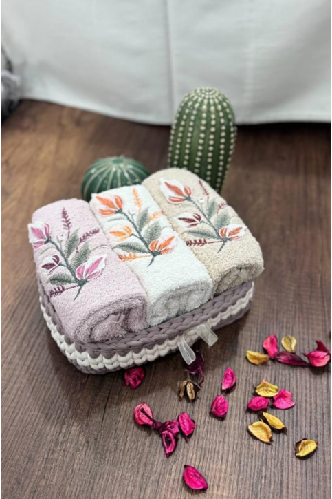 ÖRME SEPETLİ 3'LÜ MUTFAK HAVLU SETİ