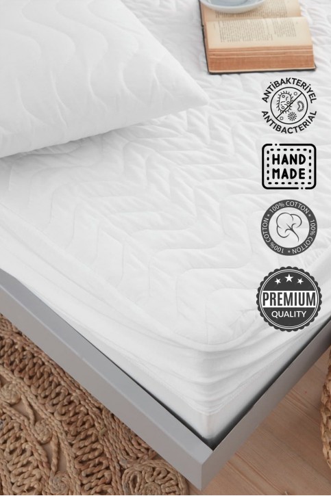 180x200 Premium Handmade %100 Pamuk Yatak Alezi Fitted Sıvı Geçirmez Kapitone 180x200 Premium Handmade %100 Pamuk Yatak Alezi Fitted Sıvı Geçirmez Kapitone
